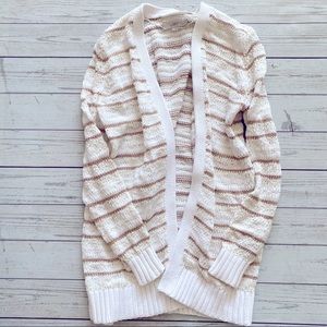 Chunky knit striped metallic cardigan gold LOFT